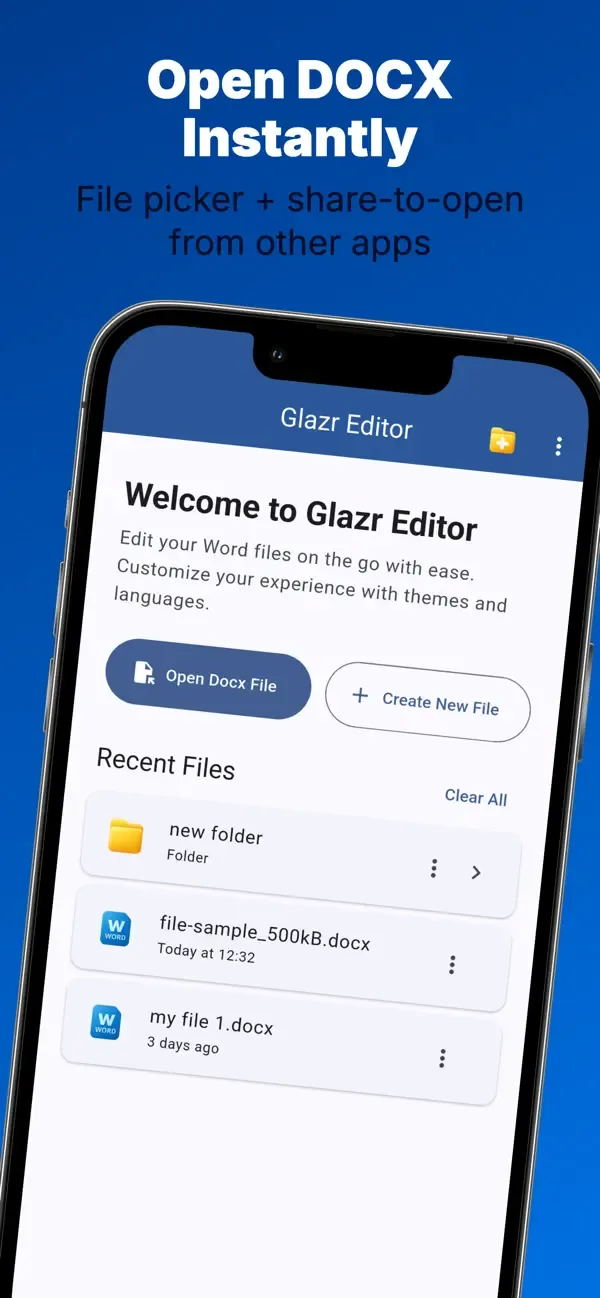 Glazr محرر ملفات DOCX — 2