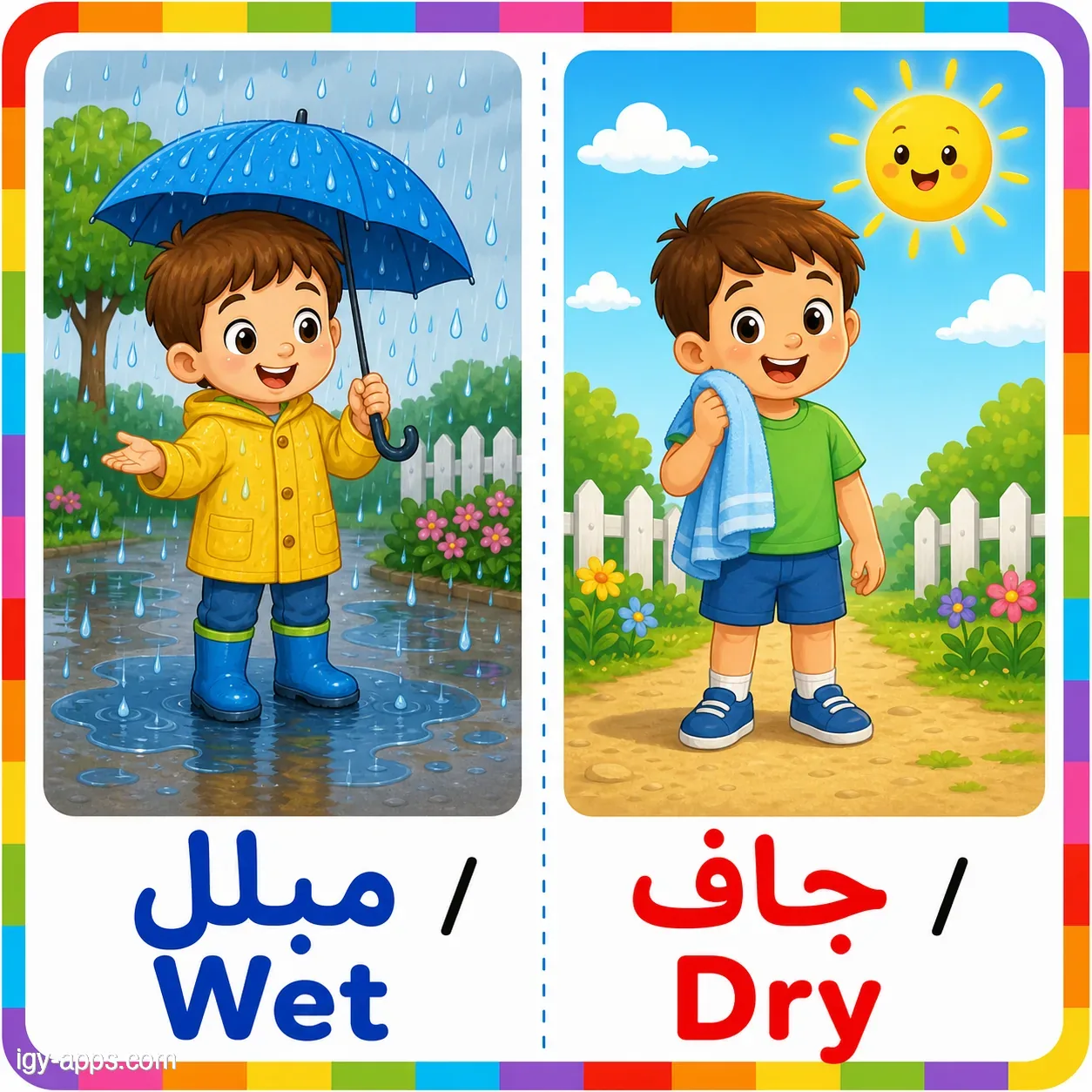 مبلل ↔ جاف | Wet ↔ Dry