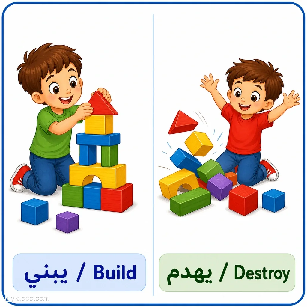 يبني ↔ يهدم | Build ↔ Destroy