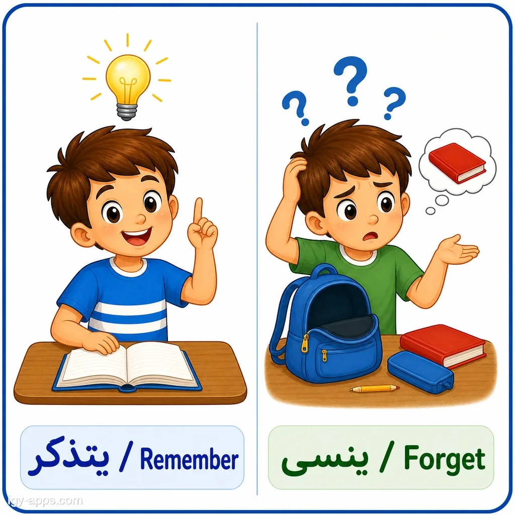 يتذكر ↔ ينسى | Remember ↔ Forget