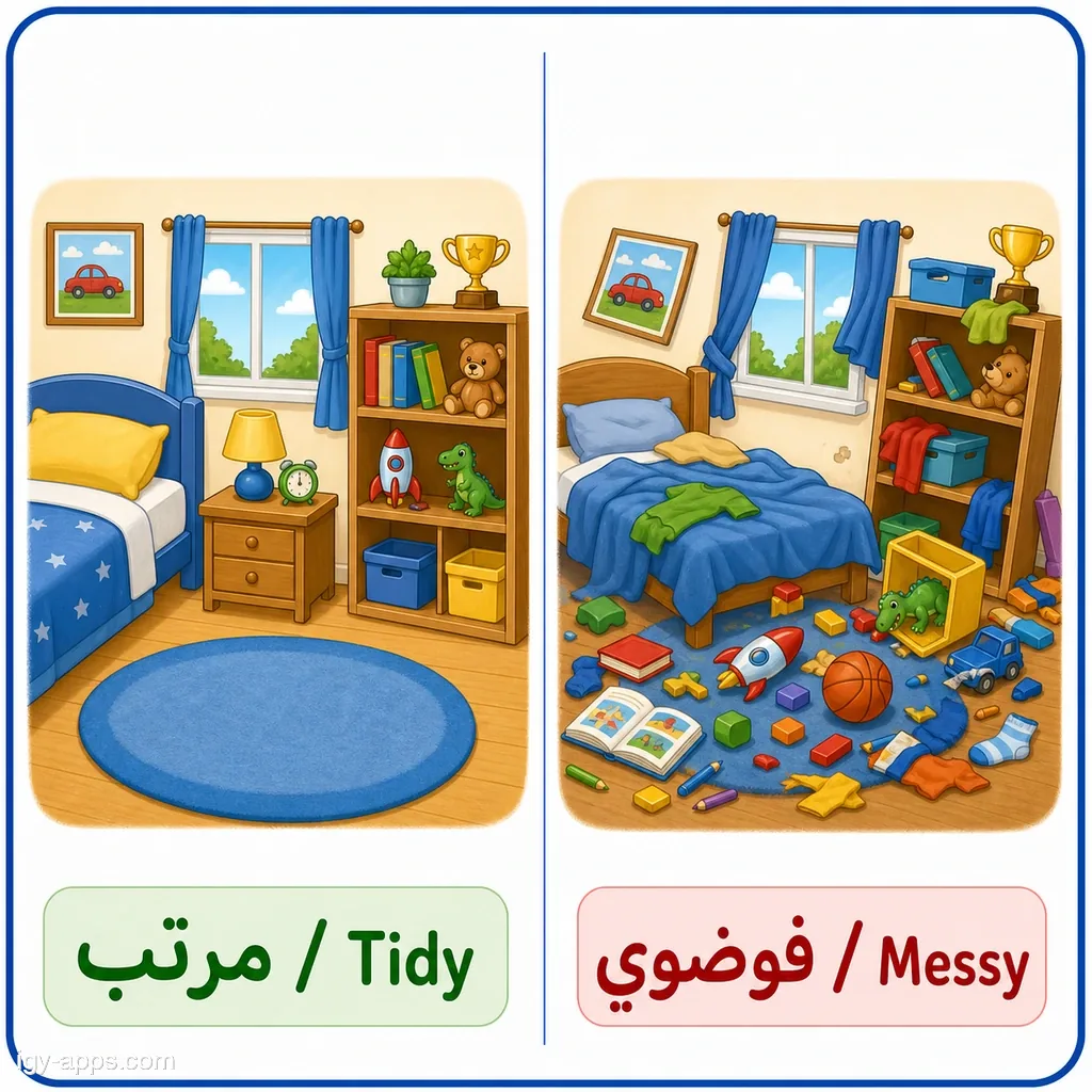 مرتب ↔ فوضوي | Tidy ↔ Messy