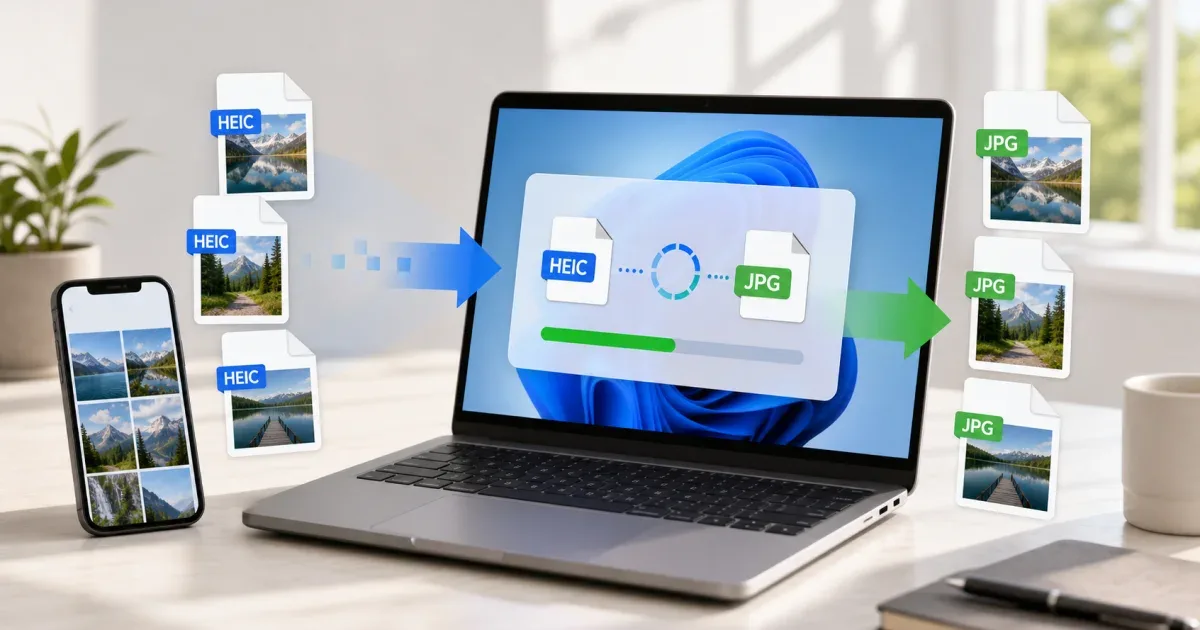 Des photos HEIC d'un téléphone converties en fichiers JPG sur un ordinateur Windows