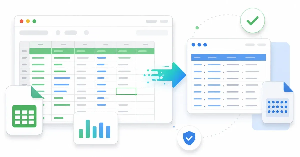 Grille de feuille de calcul convertie en blocs CSV propres dans un navigateur