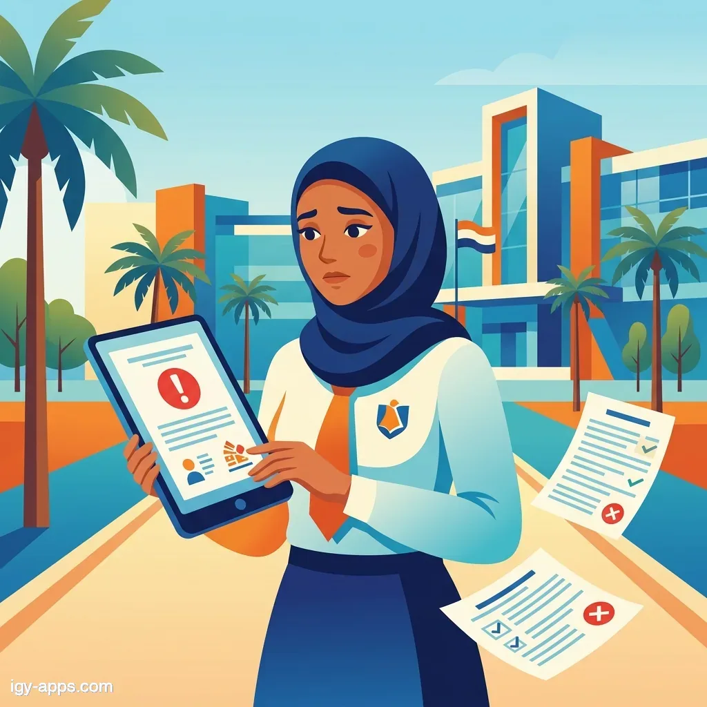طالبة تحمل تابلت أمام مبنى مدرسة