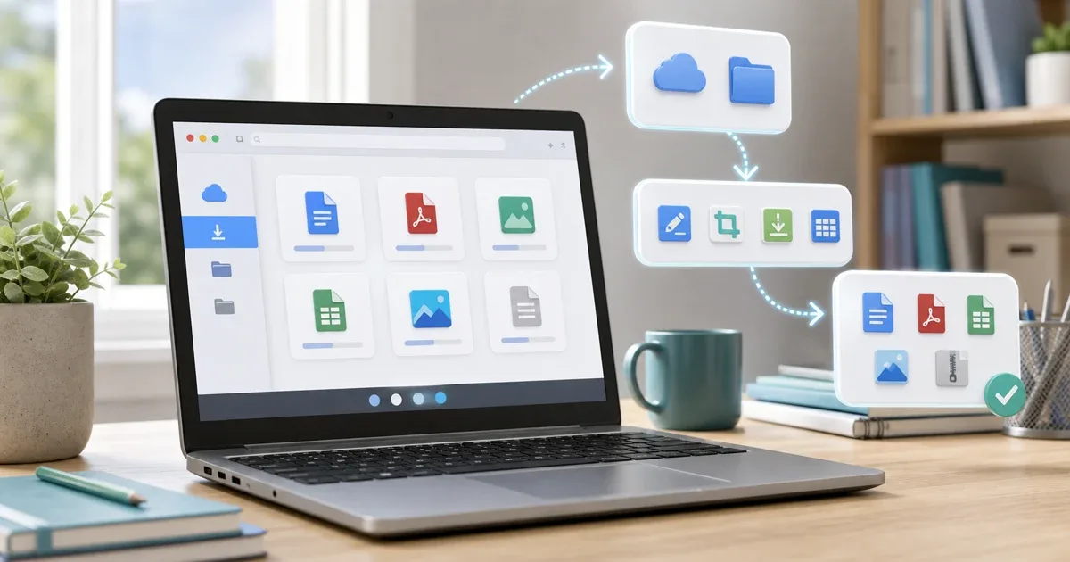 إعداد Chromebook يعرض أدوات ملفات داخل المتصفح للمستندات وPDF والصور والجداول
